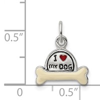 Sterling Silver Enameled I Love My Dog Charm view 3