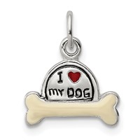 Sterling Silver Enameled I Love My Dog Charm view 1