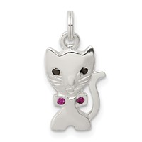 Sterling Silver Enameled Cat Charm view 1