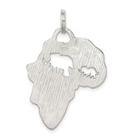 Sterling Silver Africa Continent Pendant with Elephant Cutout view 4