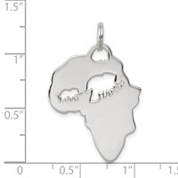 Sterling Silver Africa Continent Pendant with Elephant Cutout view 3