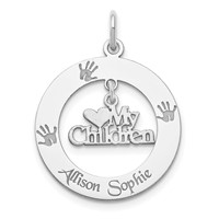 Sterling Silver Rhodium-plated Personalizable My Children Charm view 1