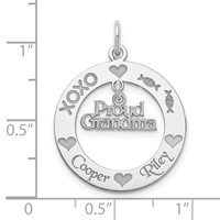 Sterling Silver Rhodium-plated Personalizable Proud Grandma Charm view 3