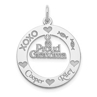 Sterling Silver Rhodium-plated Personalizable Proud Grandma Charm view 1