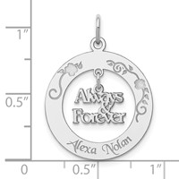 Sterling Silver Rhodium-plated Personalizable Always & Forever Charm view 3