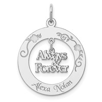 Sterling Silver Rhodium-plated Personalizable Always & Forever Charm view 1