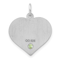 Sterling Silver Rhodium-plated Personalized Heart Charm with Birthstone view 4
