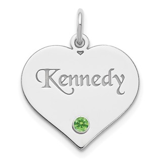 10ky Personalized Heart with Birthstone Charm