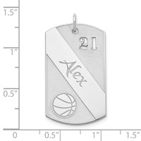 SS Rhodium-plated Personalized Basketball Dog Tag Charm view 2