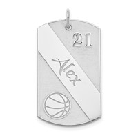 SS Rhodium-plated Personalized Basketball Dog Tag Charm view 1