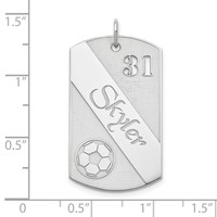 SS Rhodium-plated Personalized Soccer Ball Dog Tag Charm view 2