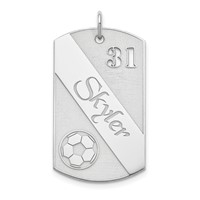 SS Rhodium-plated Personalized Soccer Ball Dog Tag Charm view 1