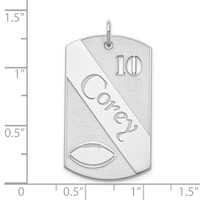 SS Rhodium-plated Personalized Football Dog Tag Charm view 2