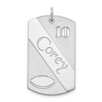 SS Rhodium-plated Personalized Football Dog Tag Charm view 1