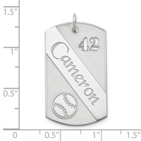 SS Rhodium-plated Personalized Baseball Dog Tag Charm view 2