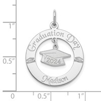 SS Rhodium-plated Personalized Graduation Charm view 3