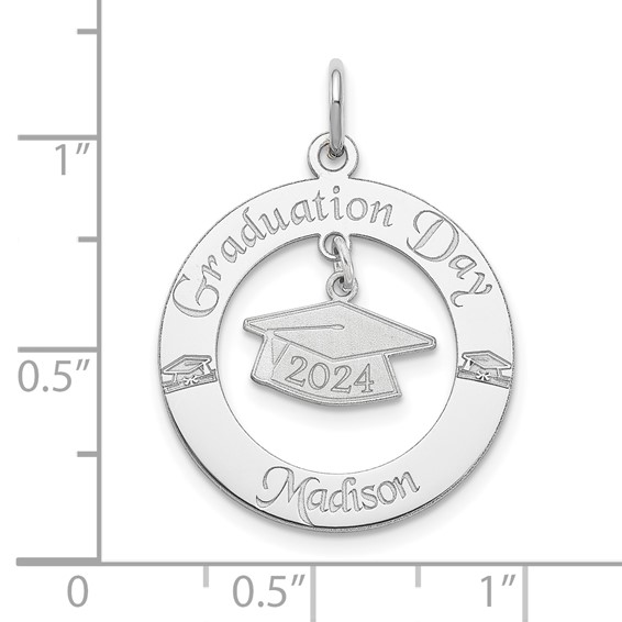 SS/Rhodium-plated Personalized Graduation Charm