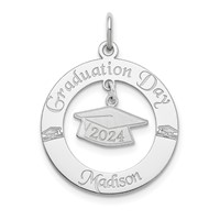 SS Rhodium-plated Personalized Graduation Charm view 1