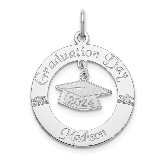 SS/Rhodium-plated Personalized Graduation Charm