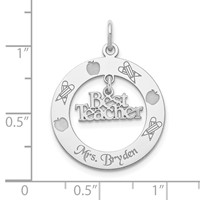 Sterling Silver Rhodium-plated Personalizable Best Teacher Charm view 3