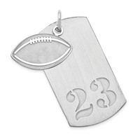 SS Rhodium-plated Personalized 2-piece Football Dog Tag Charm view 2