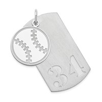 SS Rhodium-plated Personalized 2-piece Baseball Dog Tag Charm view 2