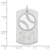SS Rhodium-plated Personalized 2-piece Baseball Dog Tag Charm view 3