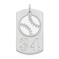 SS Rhodium-plated Personalized 2-piece Baseball Dog Tag Charm view 1