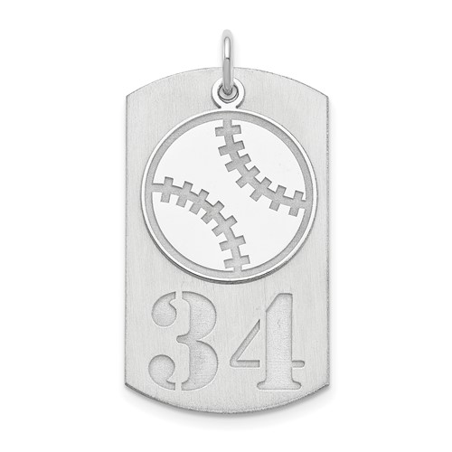 SS Rhodium-plated Personalized 2-piece Baseball Dog Tag Charm