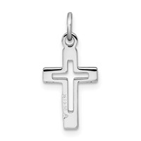 Sterling Silver Platinum-plated Cross Pendant view 3