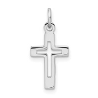 Sterling Silver Platinum-plated Cross Pendant view 1