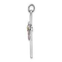 Sterling Silver Platinum-plated Polished Epoxy & Gold-plated Cross Pendant view 2