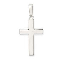 Sterling Silver Polished and Matte Finish Cross Pendant view 4