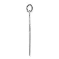 Sterling Silver Platinum-plated Brushed & Polished Enml Black Cross Pendant view 2