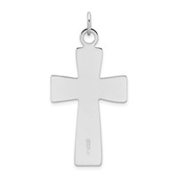 Sterling Silver Platinum-plated Polished and Satin Cross Pendant view 3