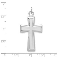 Sterling Silver Platinum-plated Polished and Satin Cross Pendant view 4