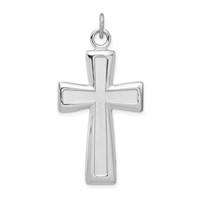 Sterling Silver Platinum-plated Polished and Satin Cross Pendant view 1