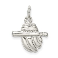 Sterling Silver Baseball Glove & Bat Charm view 3