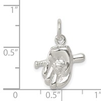 Sterling Silver Baseball Glove & Bat Charm view 4