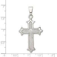 Sterling Silver Polished and Textured Cross Pendant view 3