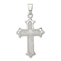 Sterling Silver Polished and Textured Cross Pendant view 1