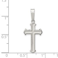 Sterling Silver Polished Matte Center Finish Cross Pendant view 3