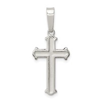 Sterling Silver Polished Matte Center Finish Cross Pendant view 1