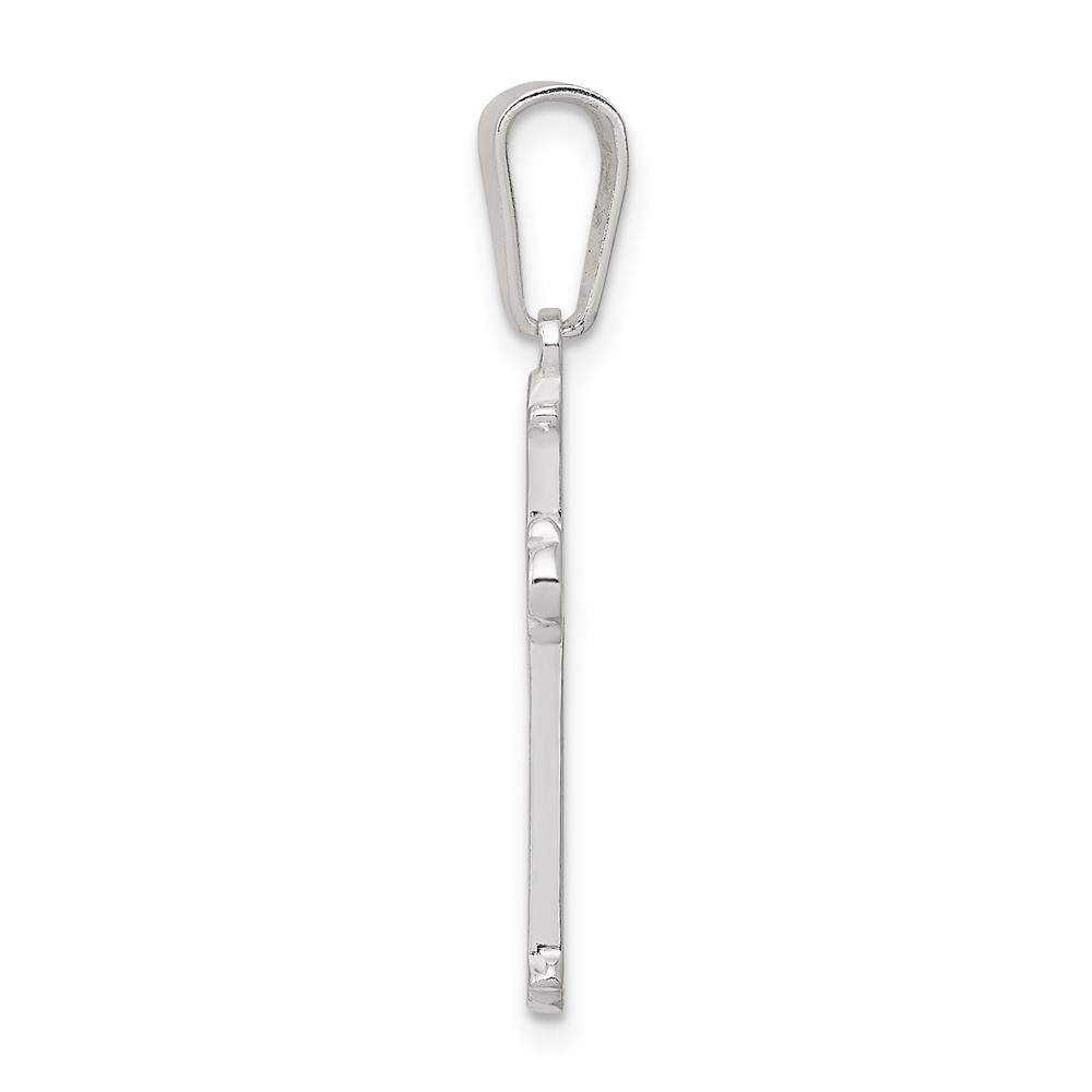 Sterling Silver Polished and Texture Center Finish Cross Pendant (QC7254)