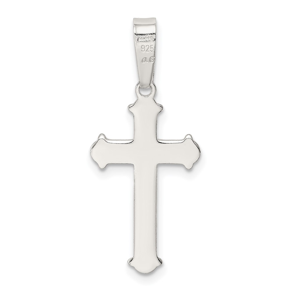 Sterling Silver Polished and Texture Center Finish Cross Pendant (QC7254)