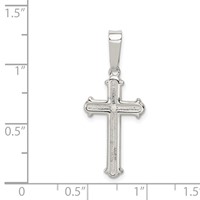 Sterling Silver Polished and Texture Center Finish Cross Pendant view 3