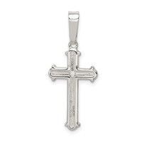 Sterling Silver Polished and Texture Center Finish Cross Pendant view 1