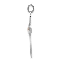 Sterling Silver Platinum-plated Polished & Epxy Cross with Mustard Seed Pendan view 2