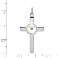 Sterling Silver Platinum-plated Polished & Epxy Cross with Mustard Seed Pendan view 4