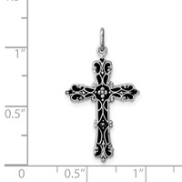 Sterling Silver Platinum-plated Pendant with Black Epoxy Cross view 3